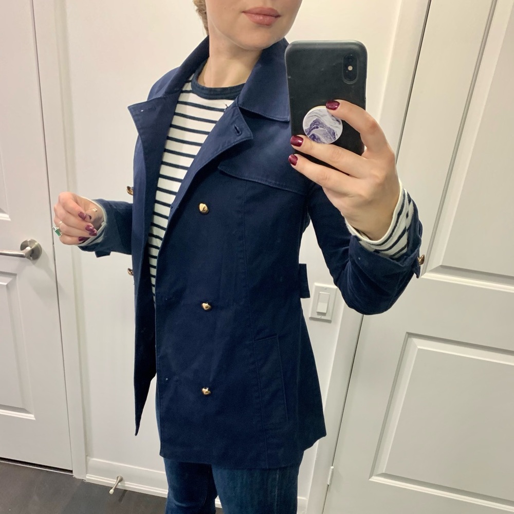 Navy blue cotton jacket with gold buttons. Perfect condition